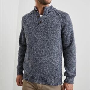 RAILS Men’s Harding Melange Wool Blend Sweater in Blue Nep Sz L Henley